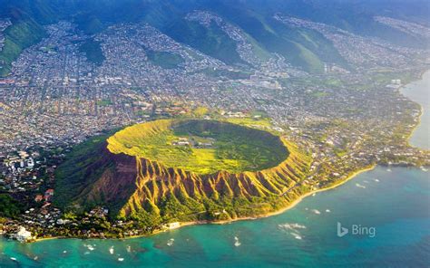 Aerial View Of Diamond Head, O'ahu, Hawaii | Oahu, Hawaii united states, Oahu hawaii