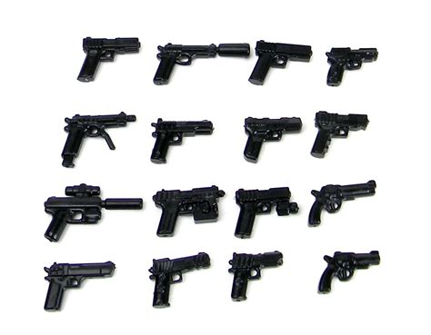 Lego Lot Of Black Minifigure, Weapon Gun, Pistol Automatic Medium Barrel W#56 ...