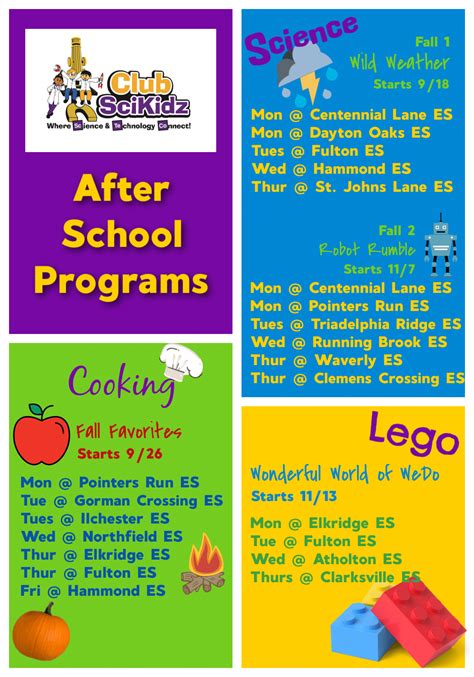 After School Programs Locations & Schedules - Club SciKidz Maryland