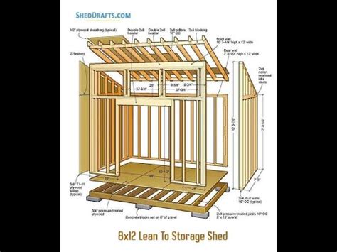 8x12 Lean To Shed Plans Blueprints - YouTube