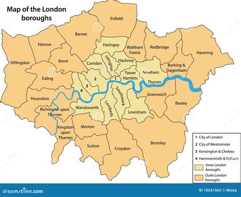 Map Of The London Boroughs Stock Photography - Image: 10241562