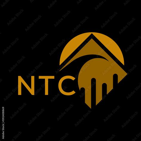 NTC golden color letter logo. NTC golden image on black background. Gold jewelry ornament ...