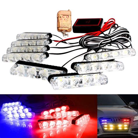 Police Flasher Red Blue with Remote 8 pcs - Autostore.pk