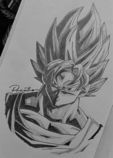 here's my pencil sketch drawing of goku :) : r/dbz