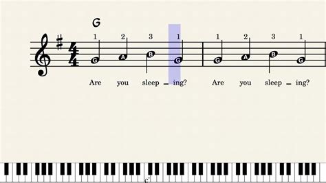 Are You Sleeping Brother John (Frere Jacques) - Easy Keyboard Sheet Music With Letters - YouTube