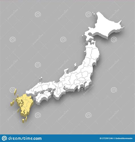 Kyushu Region Location within Japan Map Stock Vector - Illustration of ...