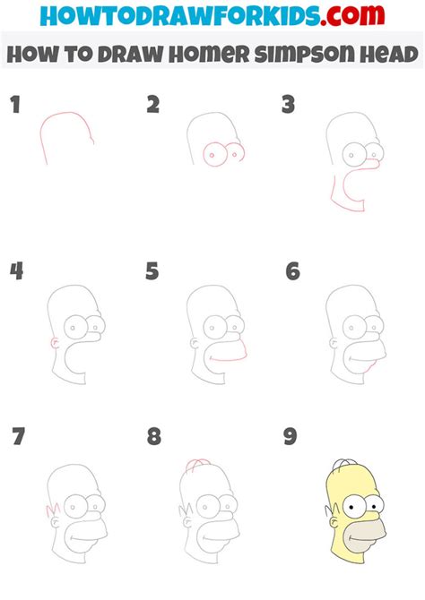 How to Draw Homer Simpson Head - Drawing Tutorial For Kids