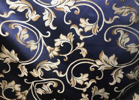 SALE Neoclassical Brocade Satin Damask Upholstery Fabric- Louis Blue Navy | www ...