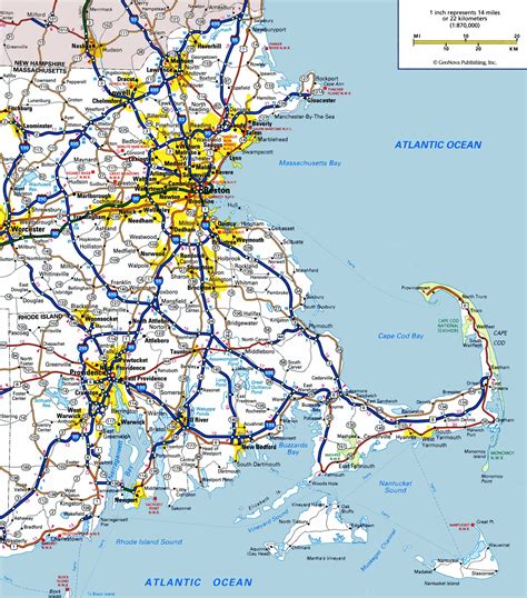 Road Map Of Eastern Massachusetts - Spain Map