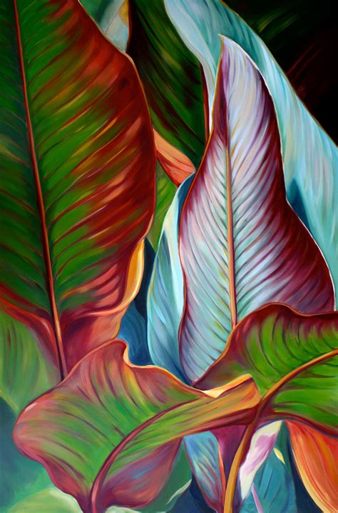 Red Banana Leaves www.amberoneill.com | Leaves illustration, Plant art, Abstract