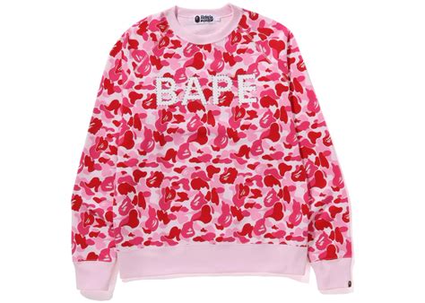 BAPE ABC Camo Crystal Stone Crewneck Pink Men's - FW23 - US