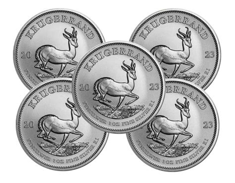 South Africa. 1 Rand 2023 Silver Krugerrand Coin in capsule, 5 x 1 oz - Catawiki