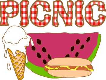 Summer Picnic Clip Art Watermelon, Hot Dog and Ice Cream