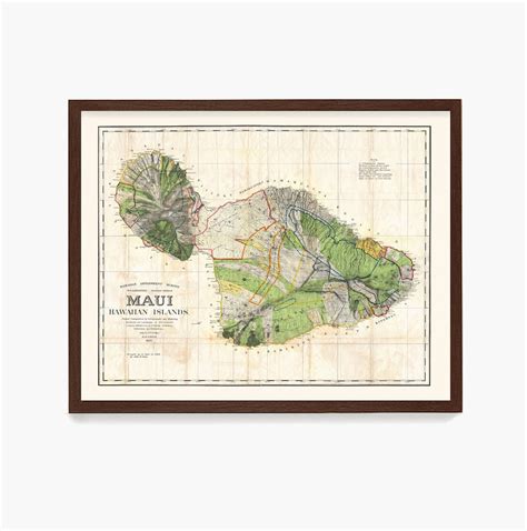 Maui Map, Vintage Maui Map 1885, Hawaii Map, Maui Art, Hawaii Art, Maui Poster, Hawaii Poster ...