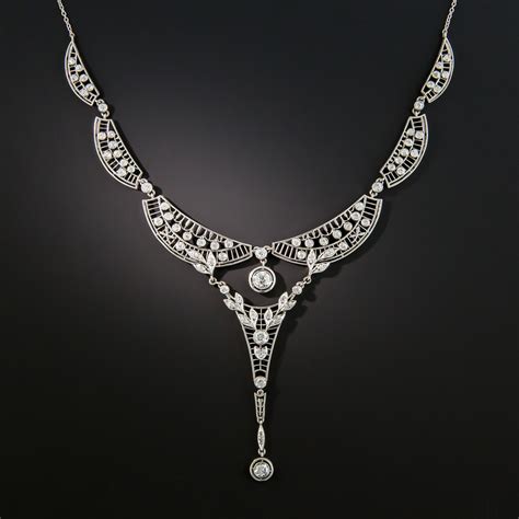 Edwardian Platinum Diamond Necklace - Edwardian Jewelry - Vintage Jewelry