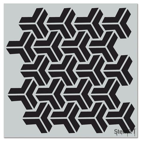 Stencil1 Y Interlocking Repeating - Wall Stencil 11" x 11" | Geometric ...