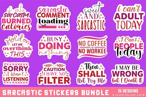 Sarcastic Stickers Bundle Graphic by Design Forest 360 · Creative Fabrica