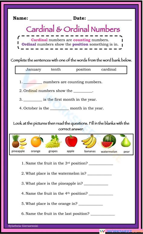 Cardinal And Ordinal Numbers Worksheets – NBKomputer