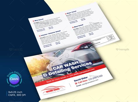 Car Wash & Detailing EDDM Postcard Canva Template - Heropik!