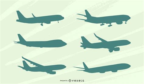 Airplane Side View Silhouette Set Vector Download