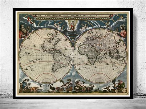 Old World Map 1684 Vintage World Map - VINTAGE MAPS AND PRINTS