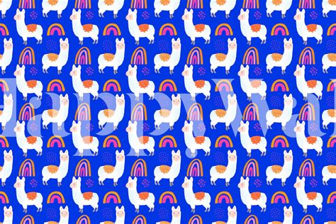 Happy Llamas on Blue Wallpaper - Cute and Whimsical Design | Happywall