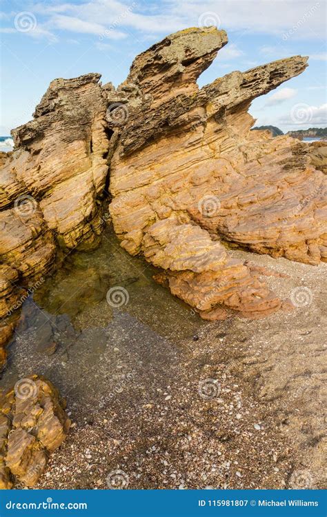 Wave Eroded Rhyolite Lava Formation on the Shoreline Stock Image - Image of exposure, coast ...