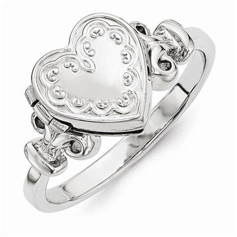 Sterling Silver Embossed Ring Heart Photo Locket - PG87447