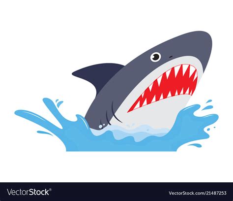 Shark with open mouth and sharp teeth Royalty Free Vector