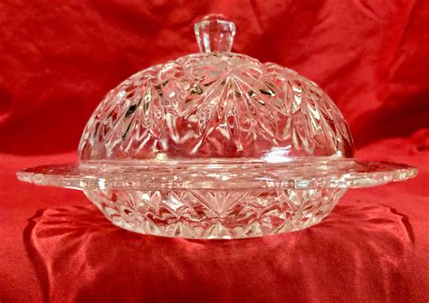 Vintage Cut Crystal Covered Butter Dish