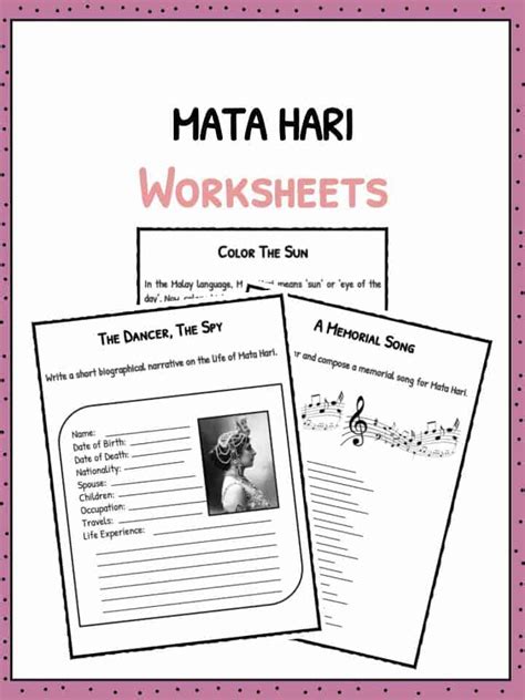 Mata Hari Facts, Biography & Worksheets For Kids