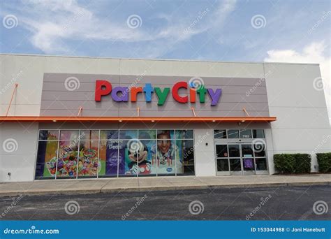 Party City Retail Chain Store Exterior. Nobody Has More Party For Less Slogan Of Facade ...