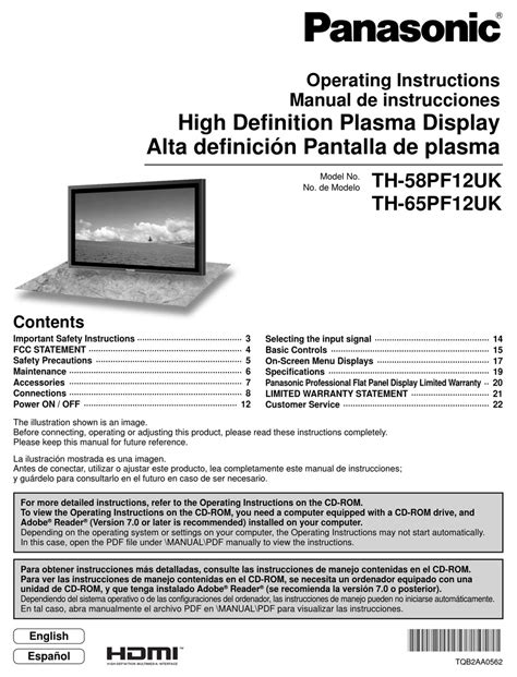 PANASONIC TH58PF12UK - 58" PLASMA TV MANUAL DE INSTRUCCIONES Pdf Download | ManualsLib