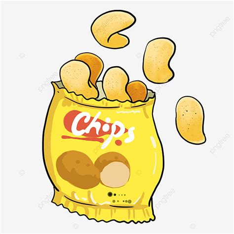 Potatoes Chips PNG Picture, Cartoon Snack Potato Chips Illustration ...