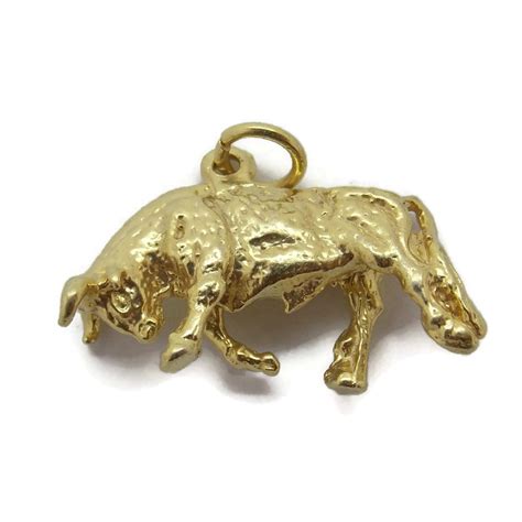 BULL CHARM PENDANT 14K YELLOW GOLD!!