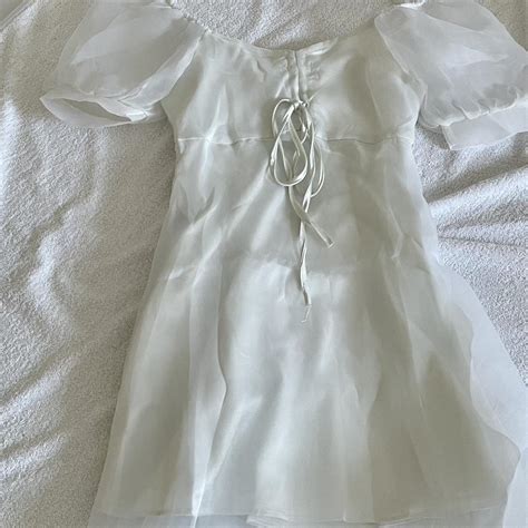 Women's White and Cream Dress | Depop