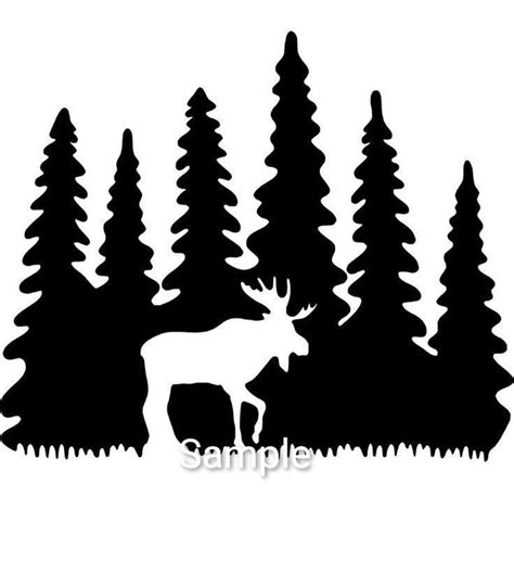 Moose in the forest clipart silhouette svg jpg dxf and | Etsy