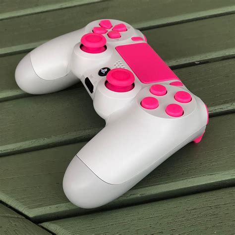 Playstation 4 pro DualShock 4 PS4 custom white controller with pink buttons by ARindustry on ...