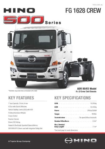 Hino 500 Series Specification Sheet – InHouse Management Services