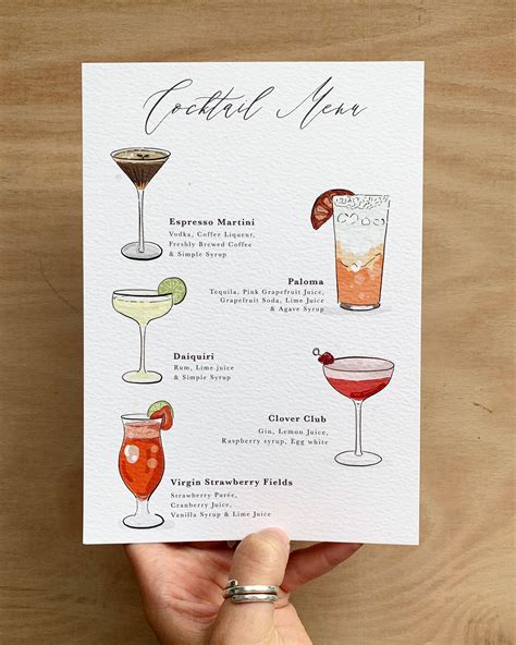 cocktail menu | Wedding cocktail menu, Cocktail menu, Cafe menu design