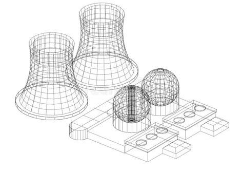 Nuclear Power Plant - Nuclear Reactor Architect Blueprint - Isolated Stock Illustration ...