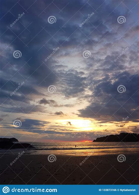 Tropical Sunset Inspiration View at Manuel Antonio Beach Stock Photo - Image of antonio, bridge ...