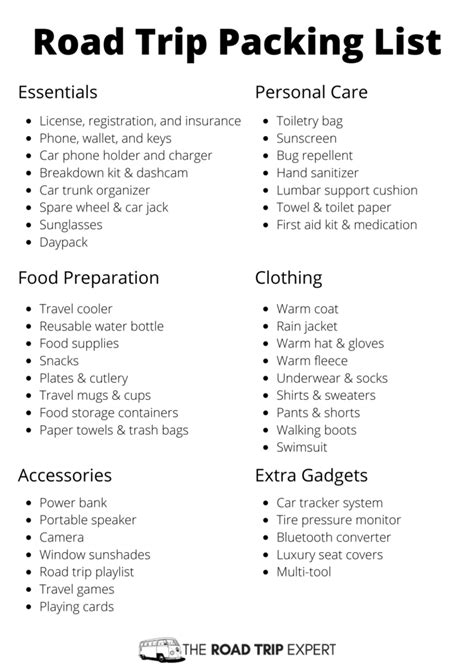 55 Road Trip Packing List Essentials [With PDF Checklist]