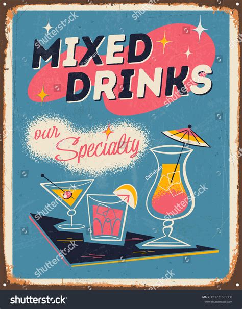 Vintage Style Metal Sign Mixed Drinks Stock Vector (Royalty Free) 1721651308 | Shutterstock