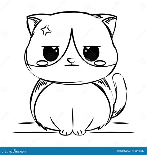 Isolated Cute Sketch of an Angry Cat Character Vector Stock Vector - Illustration of mammal ...