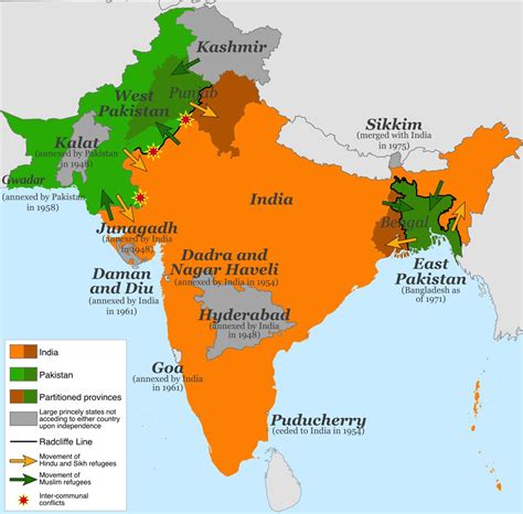 Map of the partition of India (1947) | Ancient india map, India and ...