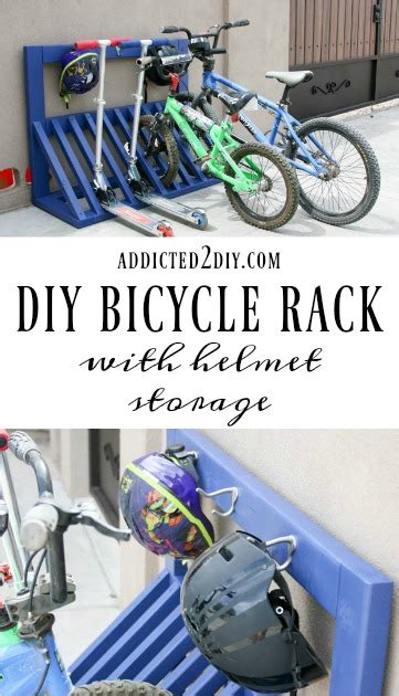 Simple DIY Kid's Bicycle Rack with Helmet Storage - Addicted 2 DIY