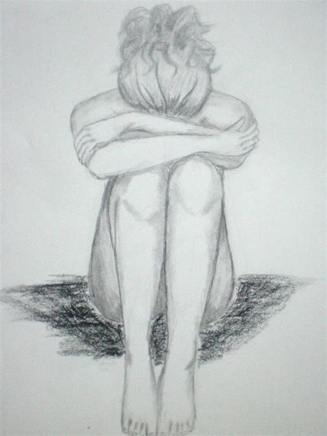 Sad Girl Sitting Alone Tumblr Drawing - Rectangle Circle