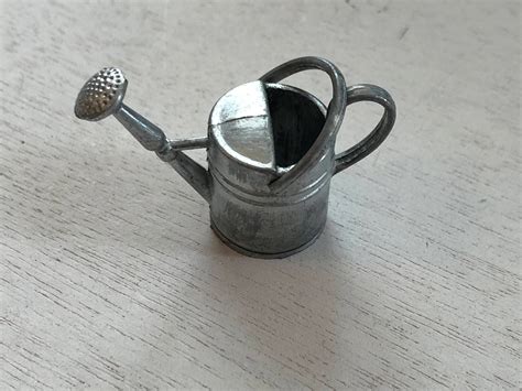 Miniature Watering Can, Mini Silver Tin Watering Can, Dollhouse Miniature, 1:12 Scale, Miniature ...