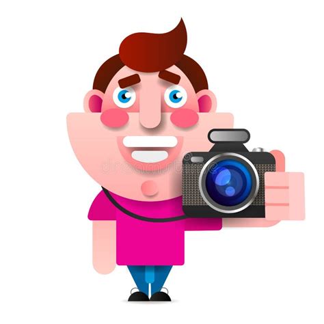 Vector Cartoon Style Character of Photographer. Isolated Stock Vector - Illustration of ...